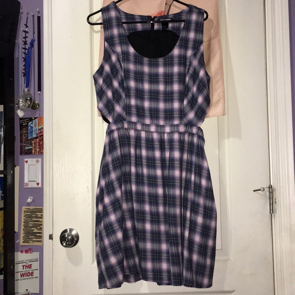 Hot Topic plaid dress with diamond side cut-outs
